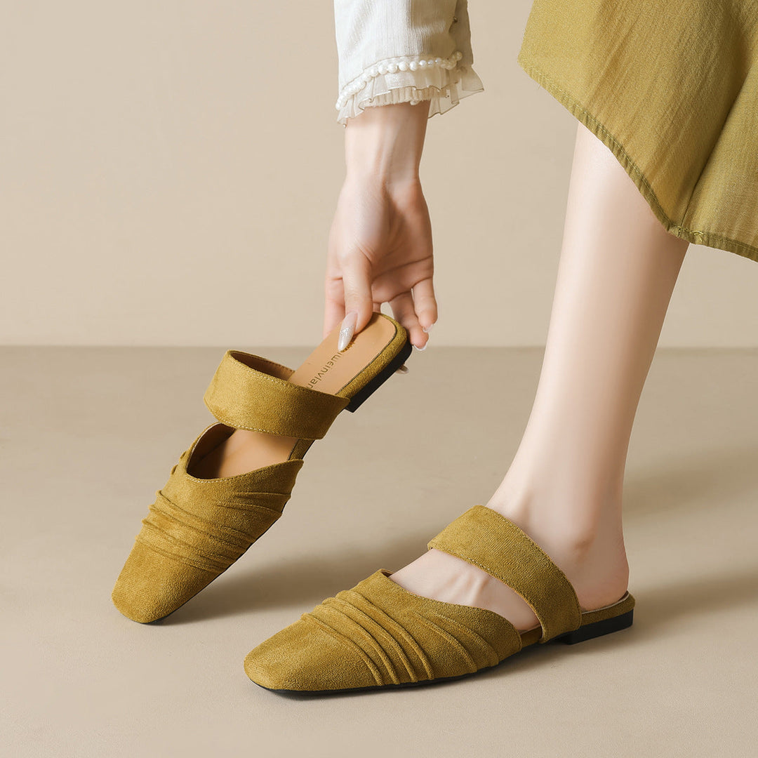 Damen Mokassin-Sandalen mit eleganten Riemen und stylischem Faltendesign Drune