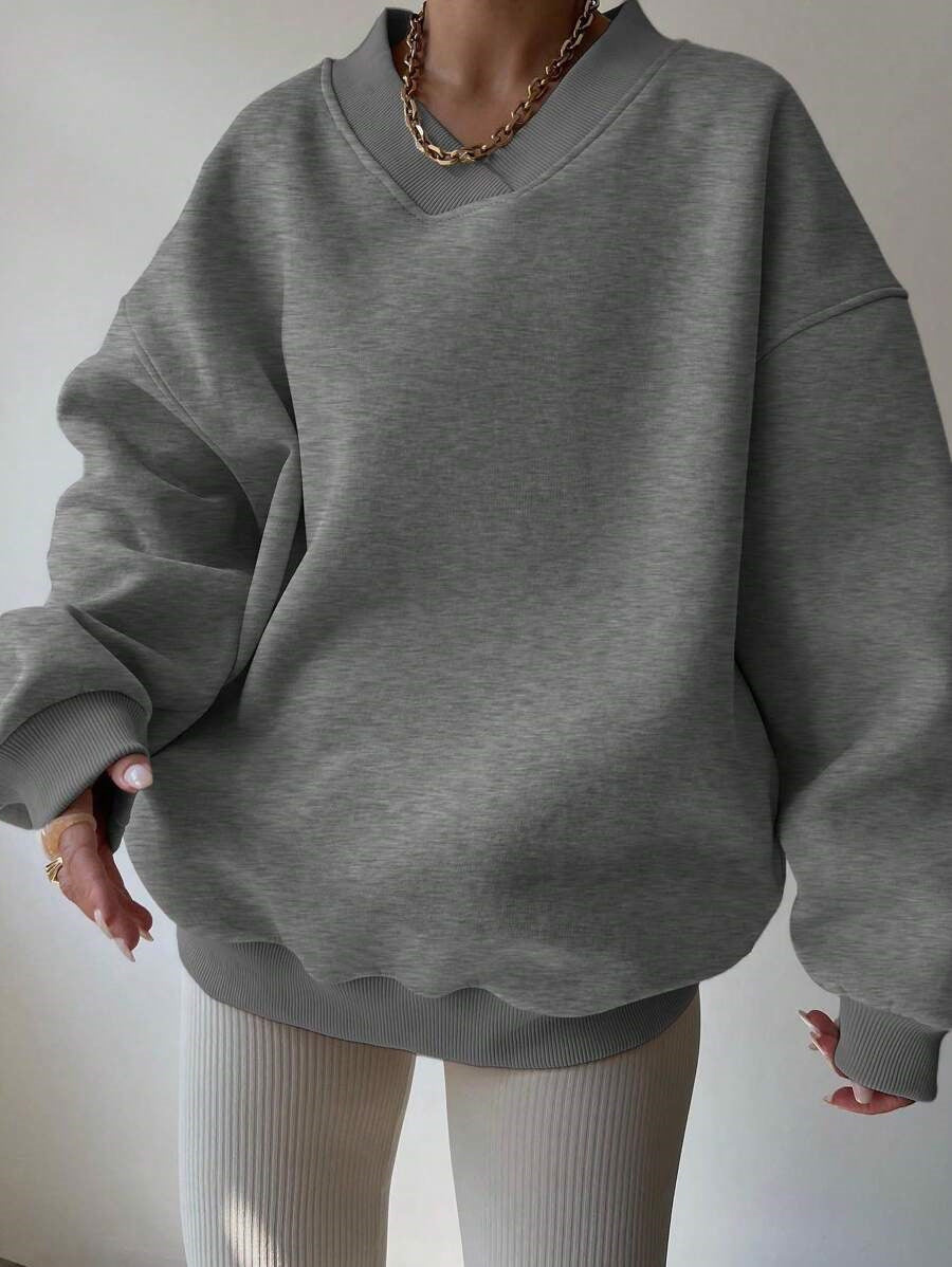 Damen Oversized Sweatshirt mit V-Ausschnitt Drune