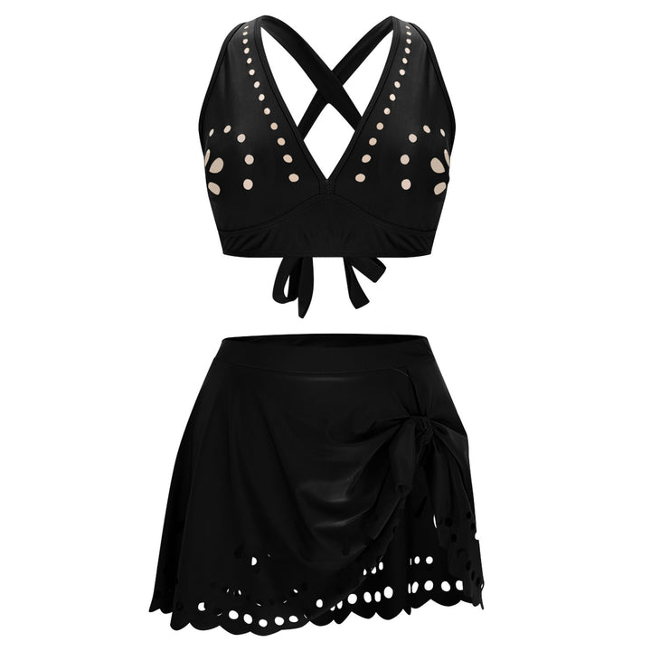 Damen Bade-Set mit Skirt und Kreuz-Trägern Drune