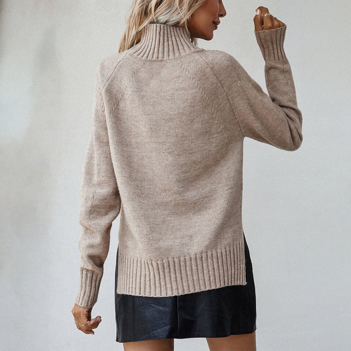 Damen Strickpullover mit hohem Kragen und lässiger Passform Drune