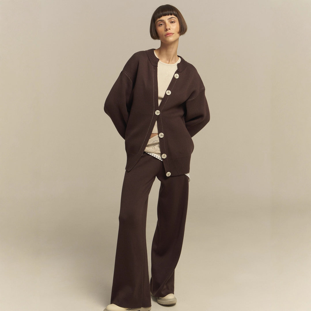 Damen bequemer Oversized-Pullover und lässige Palazzohose Set Drune