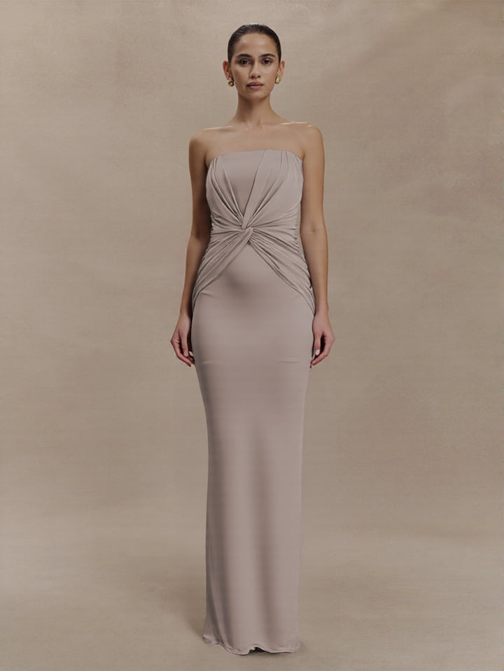 Damen Elegantes Minimalistisches Abendkleid mit Raffungen Drune