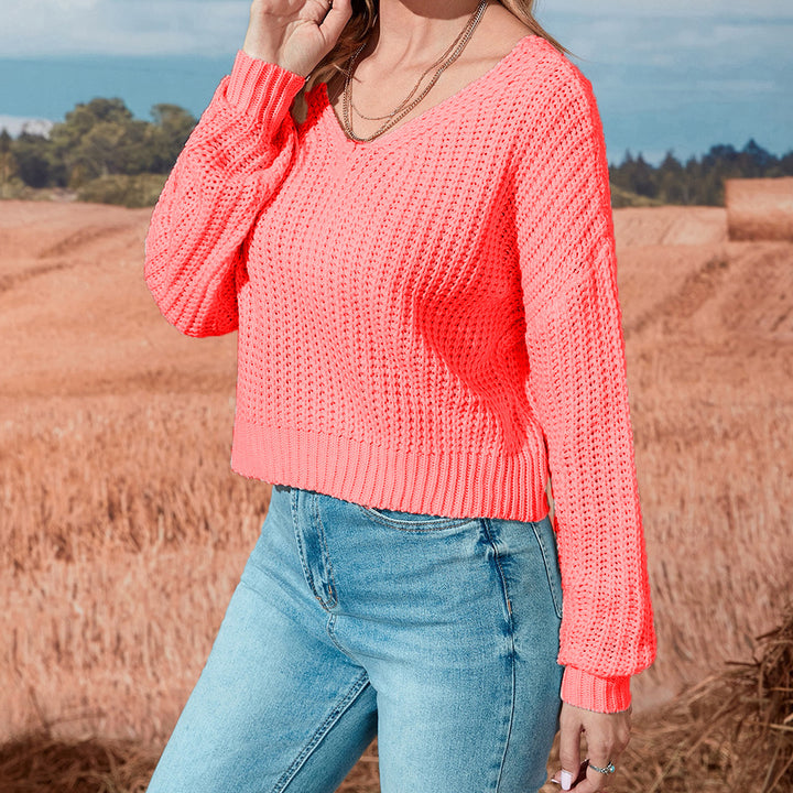 Damen lässiger offener Strickpullover Drune