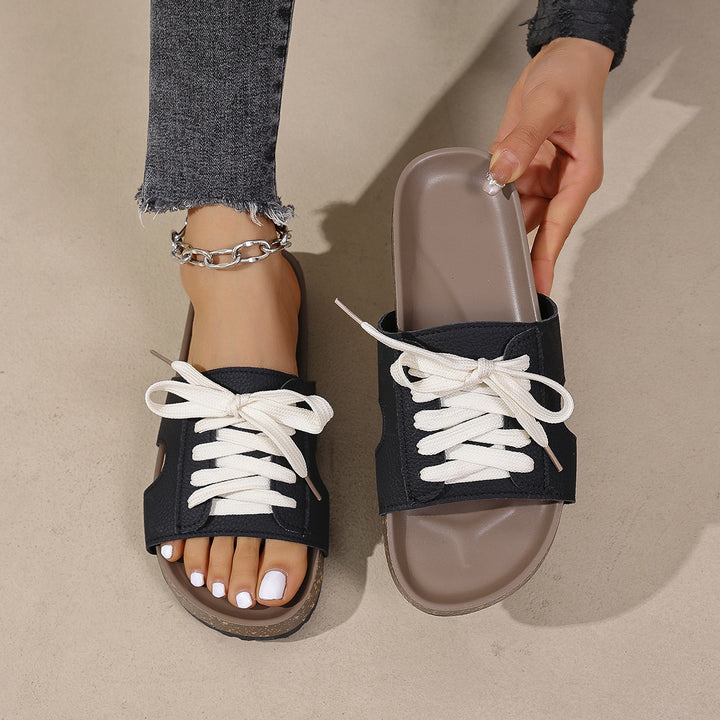 Damen Modische Sandalen mit sportlichem Schnürdesign und weichem Fußbett Drune