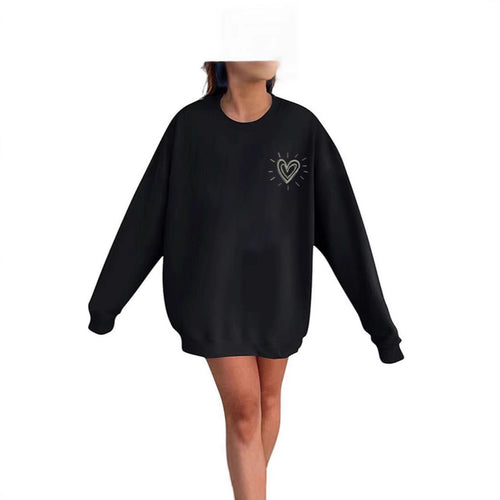 Damen Oversized Sweatshirt mit niedlichem Herzmotiv und lässigem Schnitt Drune