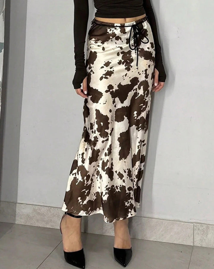 Damen Satinrock mit tierischem Muster Drune