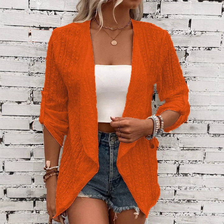 Damen Leichte Strickjacke mit asymmetrischem Schnitt und 3/4-Ärmeln Drune