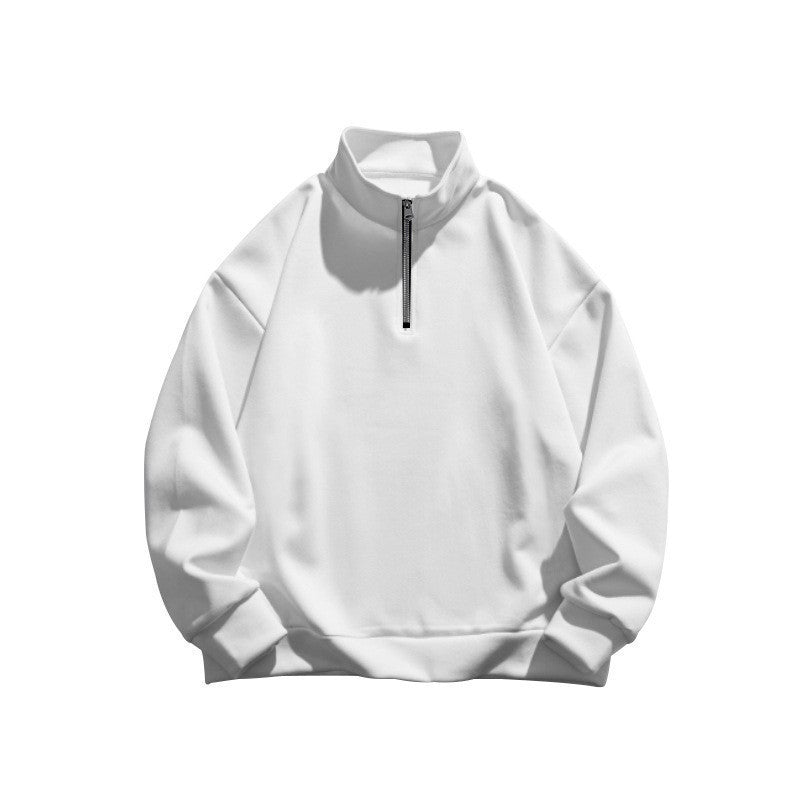 Unisex oversized Sweatshirt mit halbem Reißverschluss und Stehkragen aus weichem Baumwollmix Drune
