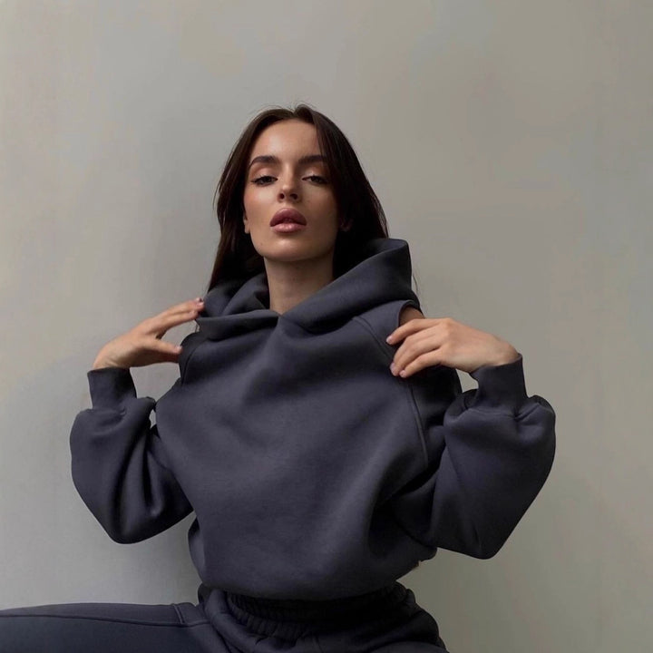 Damen Sportliches Sweatshirt und Jogginghose Set Drune