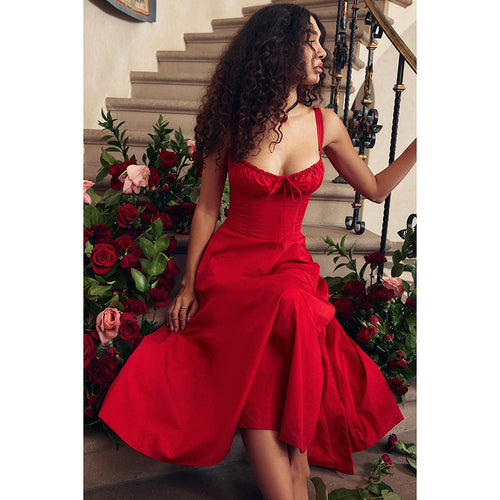 Damen Elegantes Maxikleid mit gerafftem Oberteil und ausgestelltem Rock Drune