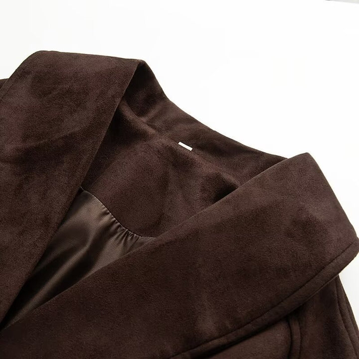 Damen elegante weiche Jacke im Stil eines Blazers mit Taillengürtel Drune