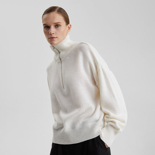 Damen Pullover mit hohem Kragen und Reißverschluss Drune