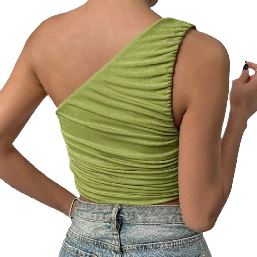 Damen Asymmetrisches Crop-Top mit Rüschendetails Drune