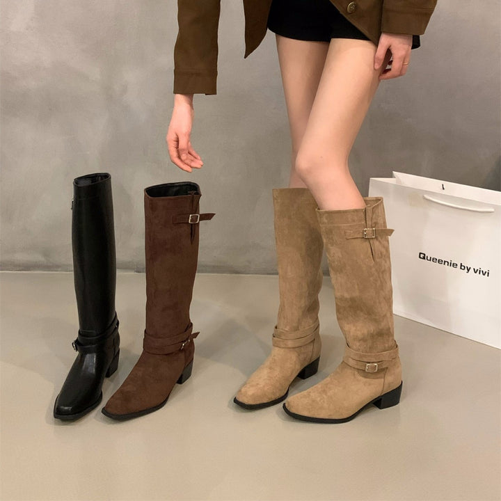 Drune | Beige Knielange Stiefel für Damen - Stilvolles und Bequemes Design für Freizeit- oder formelle Kleidung