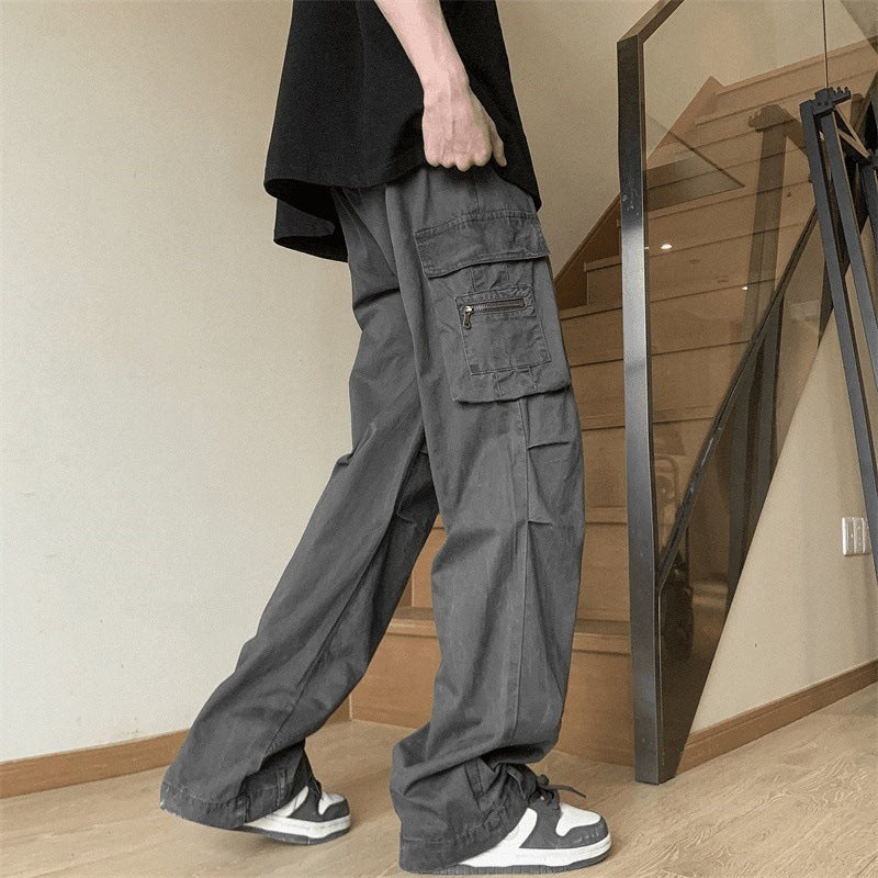 Herren weit geschnittene Cargo-Hose mit praktischen Taschen und elastischem Bund Drune