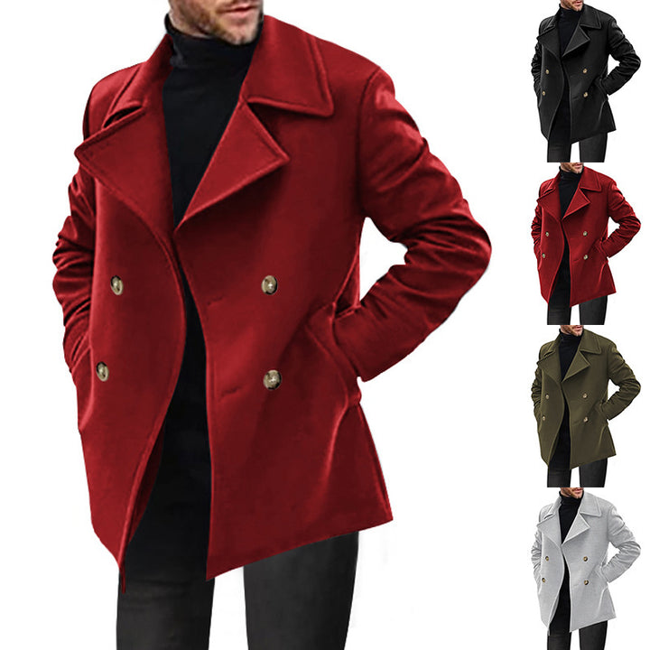 Herren Designer Wollmantel mit doppelter Knopfleiste Drune