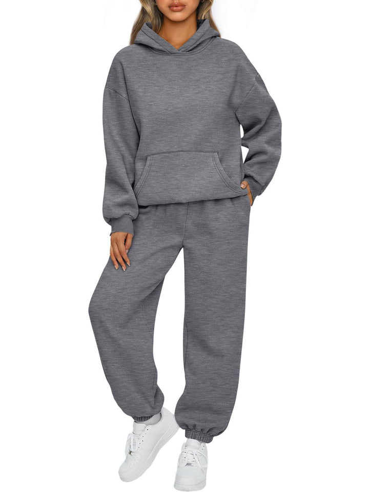Damen nan kuscheliges oversized Hoodie und Jogginghose Lounge Set aus Baumwollmischung Drune