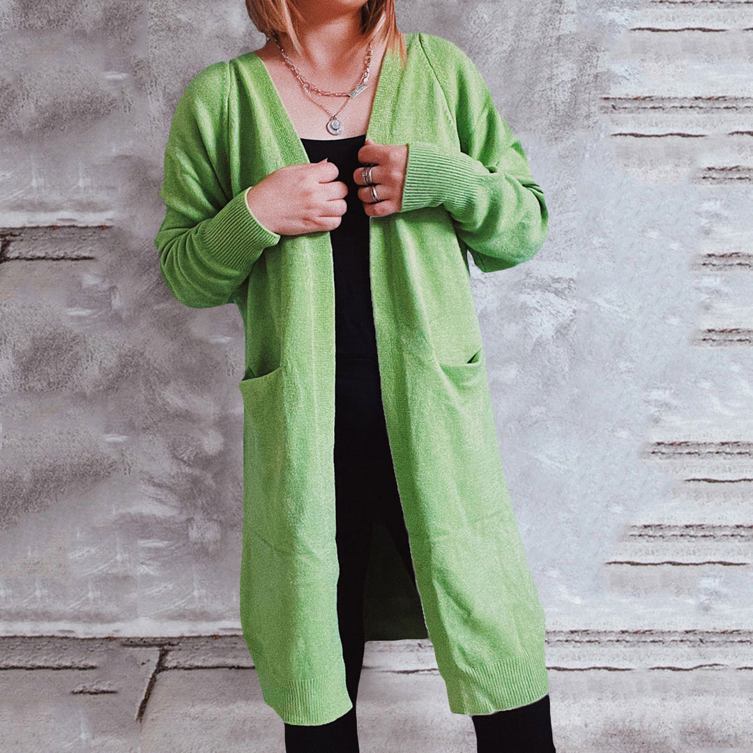 Damen lässiger Strickcardigan mit offenen Fronten und praktischen Taschen Drune