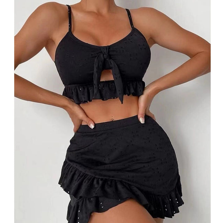 Damen Crop-Top und Rüschenshort Set Drune