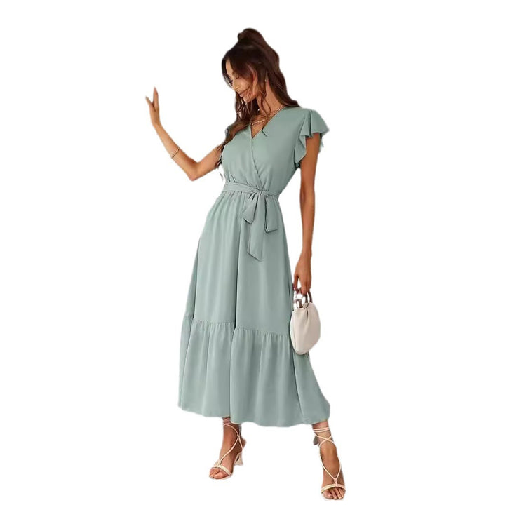 Damen Wickelkleid mit fließendem Schnitt und Rüschendetails Drune