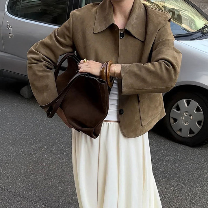 Damen Kurzjacke aus hochwertigem Wildlederimitat Drune