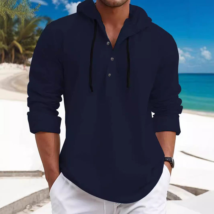 Herren Kapuzenpullover mit modischem Knopfdruck und lässigem Schnitt Drune