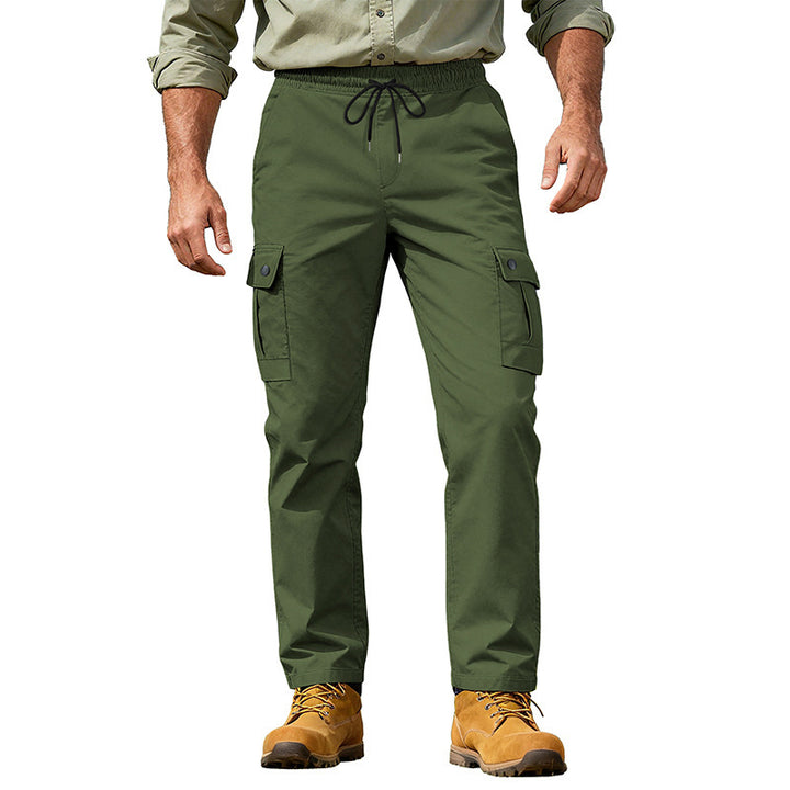 Herren nan robuste Outdoor-Cargohose mit elastischem Tunnelzugbund und aufgesetzten Klappentaschen Drune