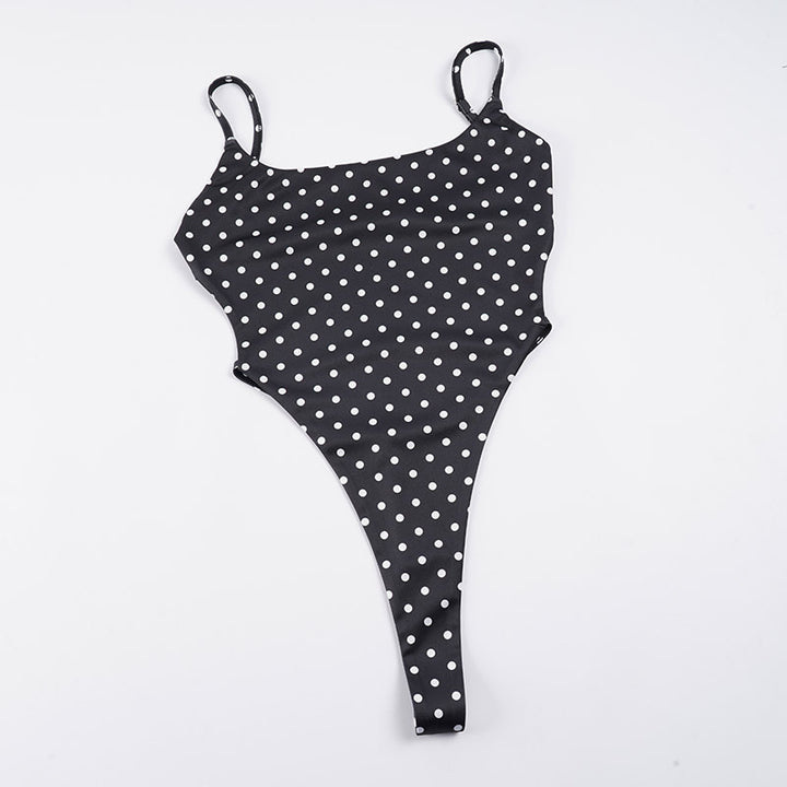Damen Badeanzug mit schmalem Trägerdesign und Polka-Dot-Muster Drune