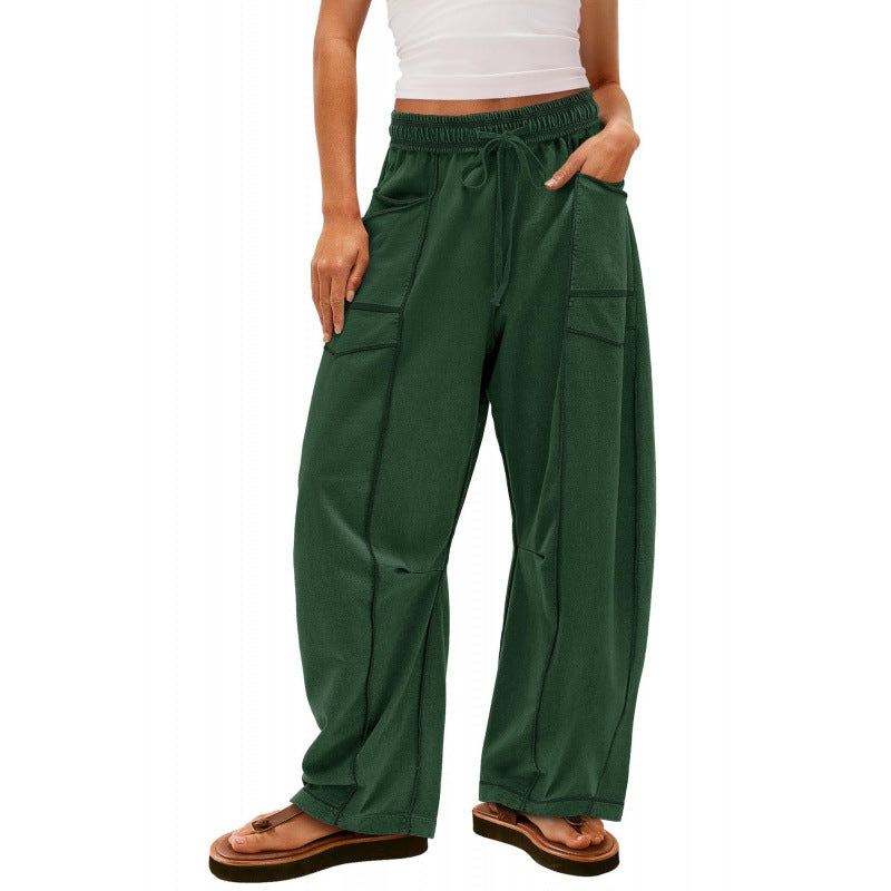 Damen weite Freizeithose mit praktischen Seitentaschen und elastischem Bund Drune