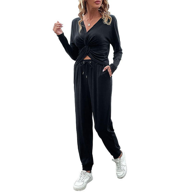 Damen eleganter Jumpsuit mit knotendem Detail und praktischen Taschen Drune
