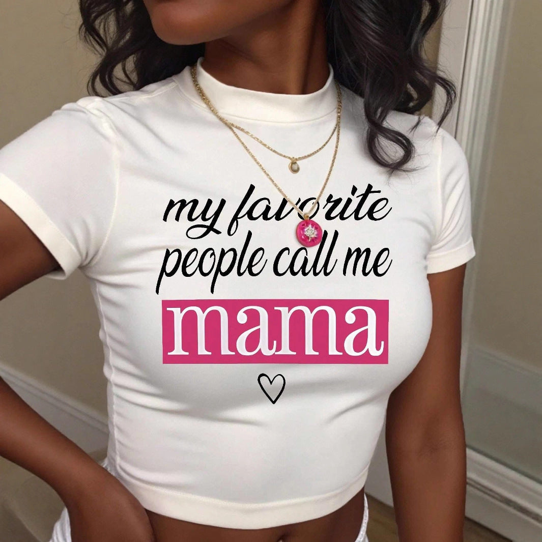 Damen Crop-Top mit auffälligem Statement-Druck Drune