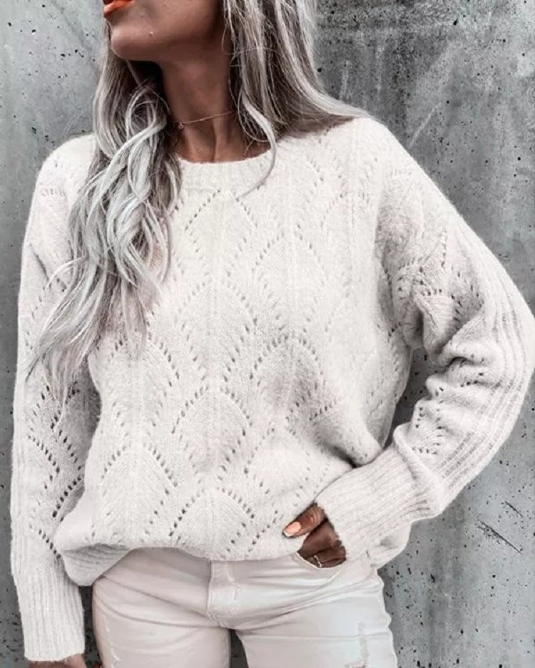 Damen Strickpullover mit feinem Lochmuster Drune