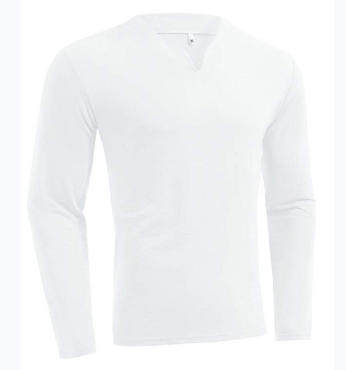 Herren nan Langarmshirt mit V-Ausschnitt Slim Fit Baumwollmix und elastischem Komfortbund Drune