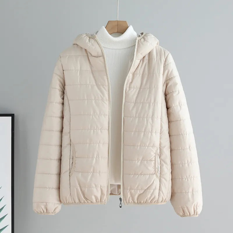 Damen gesteppte Übergangsjacke mit praktischen Taschen und Kapuze Drune