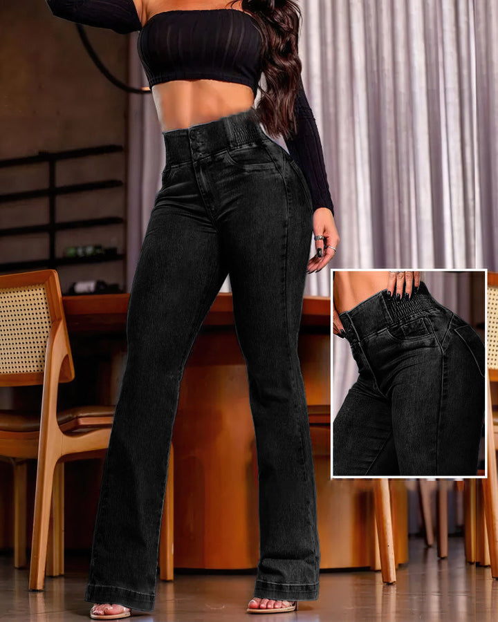 Damen Hochtaillierte Jeans mit weitem Bein Drune
