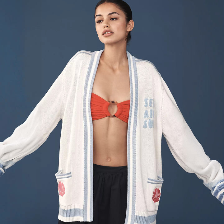Damen Strickjacke mit maritimen Motiven und lockerer Passform Drune
