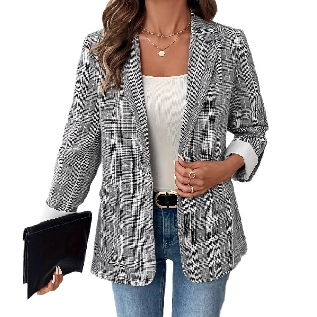 Damen Maßgefertigter Karierter Blazer Drune