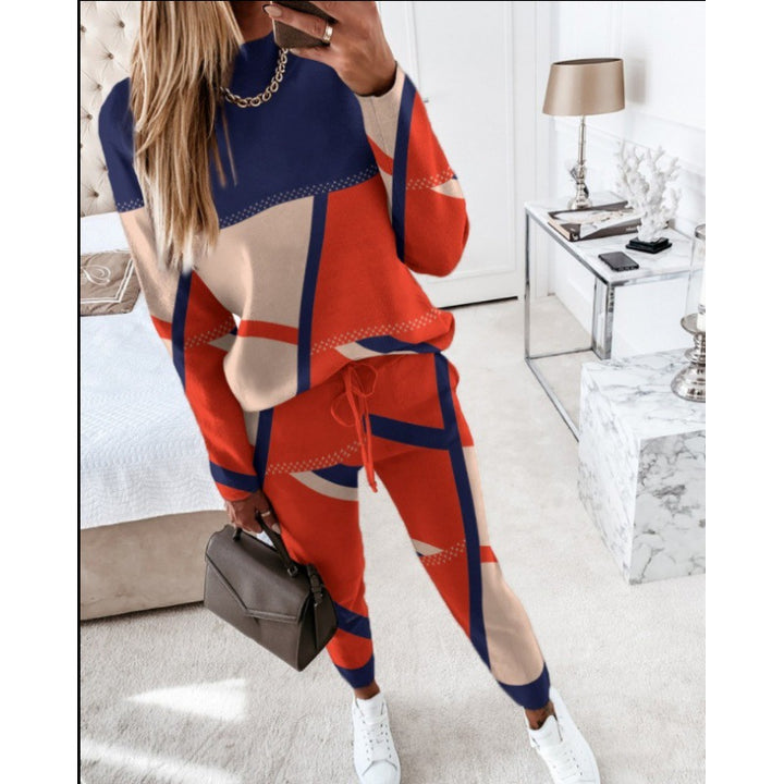 Damen trendy Sweatanzug mit grafischem Muster Drune