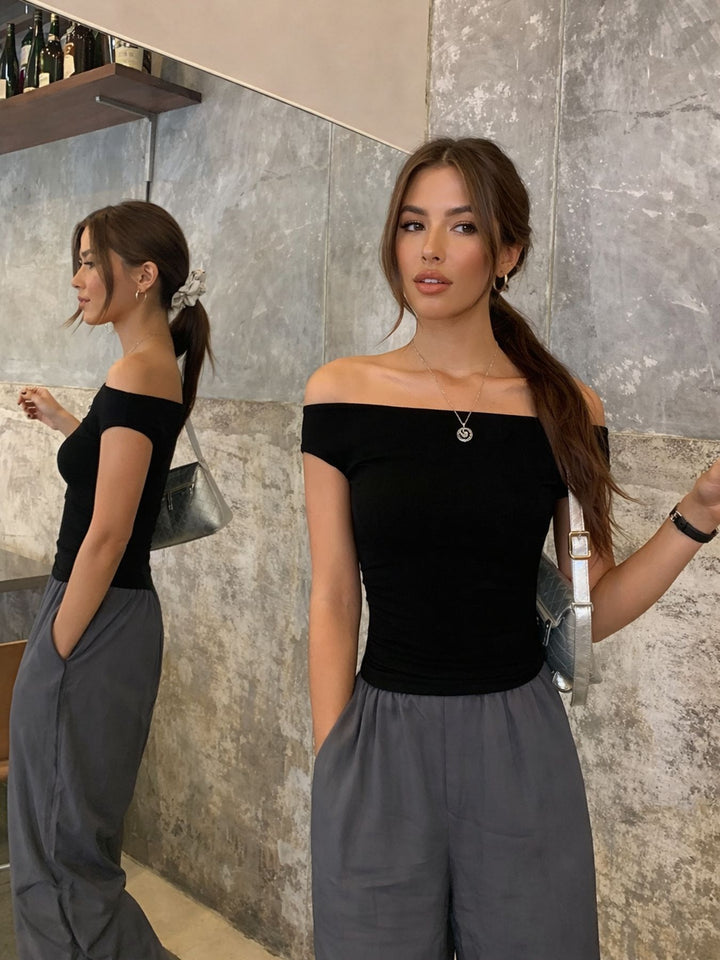 Damen Off-Shoulder Oberteil Drune