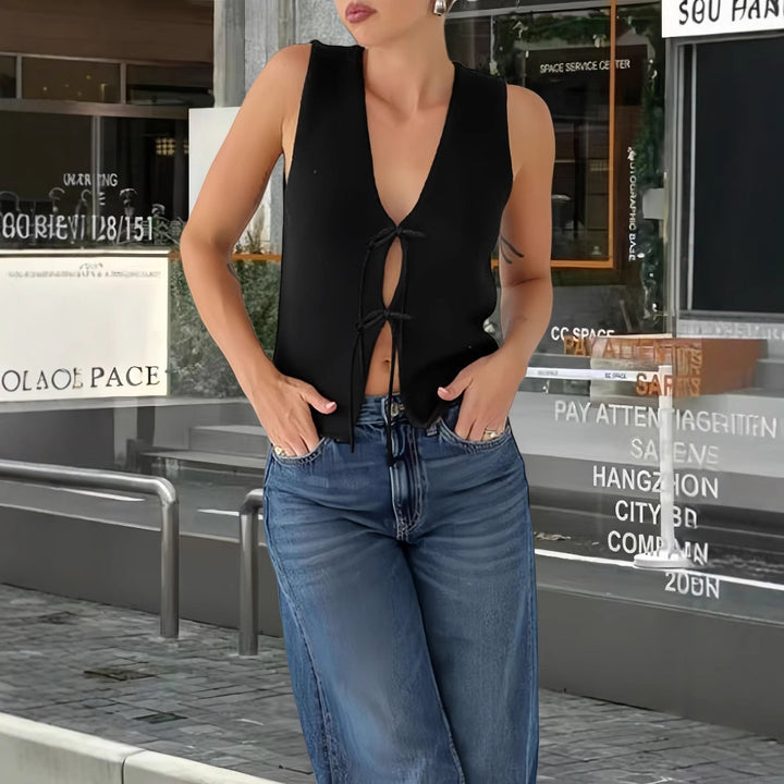 Damen Crop-Oberteil mit raffiniertem Schnürdesign Drune