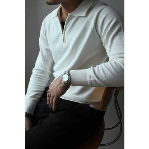 Herren Strickpullover mit kurzem Reißverschluss und sportlichem Stehkragen Drune
