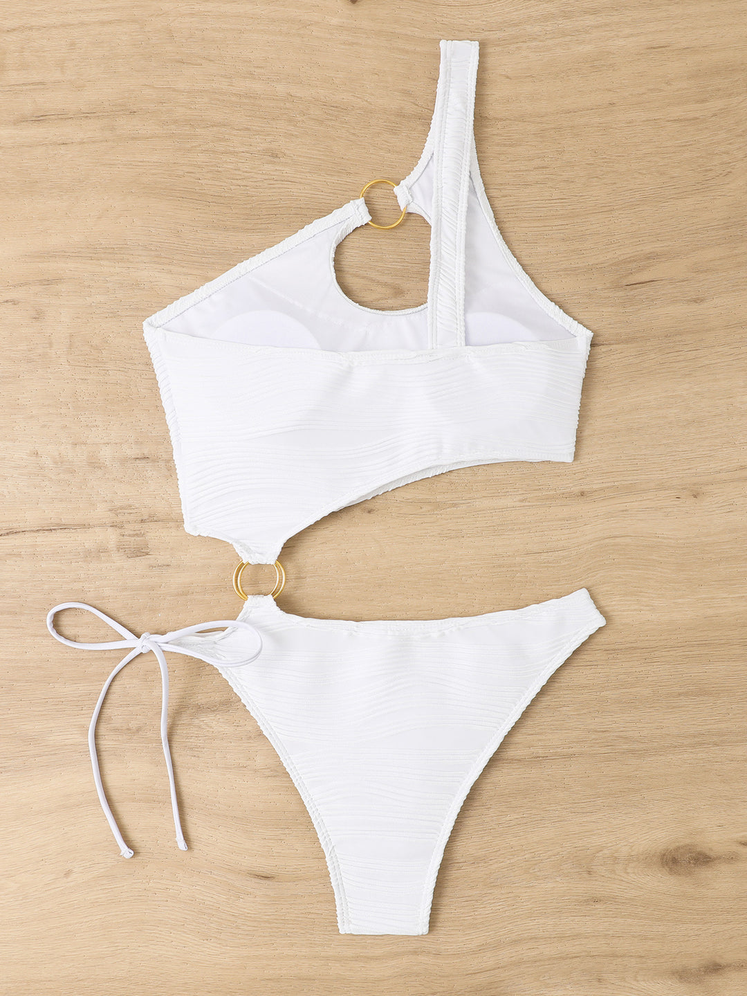 Damen Einteiler Badeanzug mit asymmetrischem Cut-Out und goldenen Akzenten Drune
