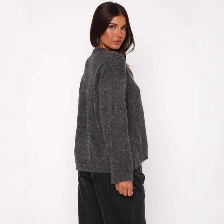Damen lässige Strickjacke mit hohen Bündchen und tailliertem Schnitt Drune