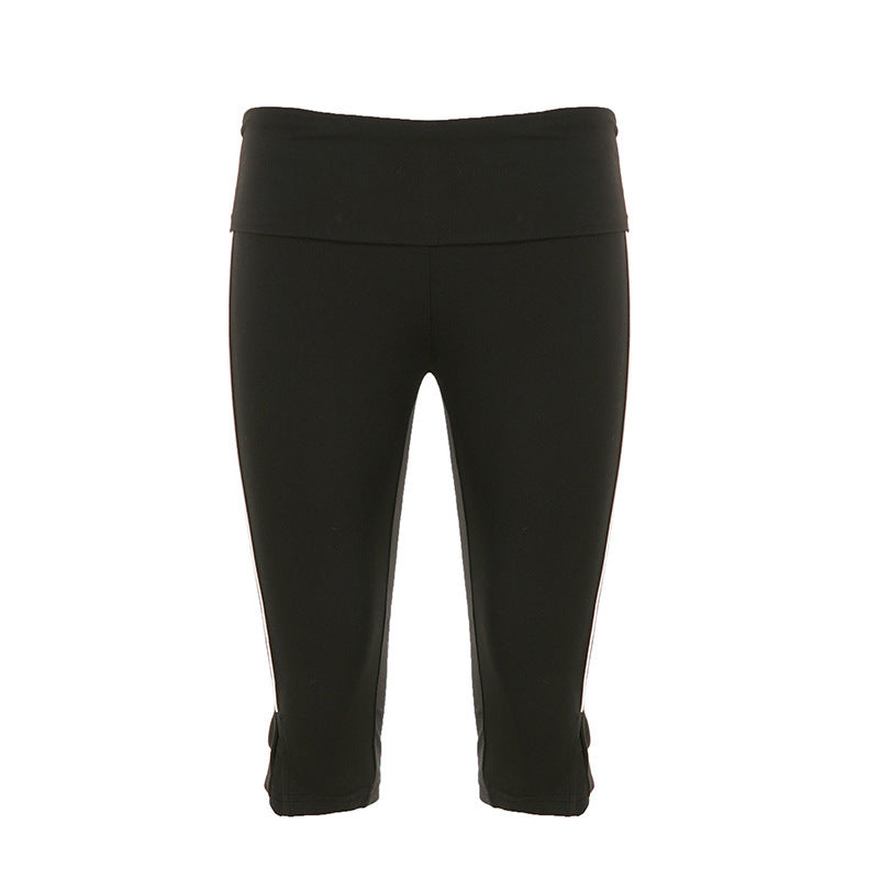 Damen Sportliche Capri-Hosen mit hohem Bund und seitlichem Reißverschluss Drune