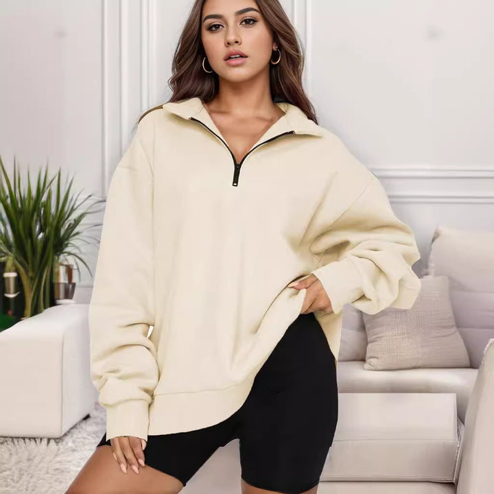 Damen Oversized Sweatshirt mit Stehkragen Drune