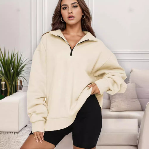 Damen Oversized Sweatshirt mit Stehkragen Drune