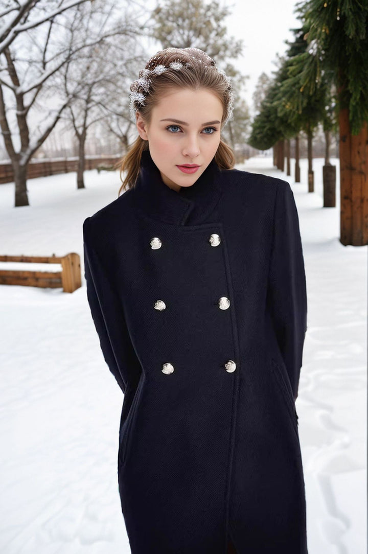 Damen eleganter Mantel mit doppelter Knopfleiste Drune