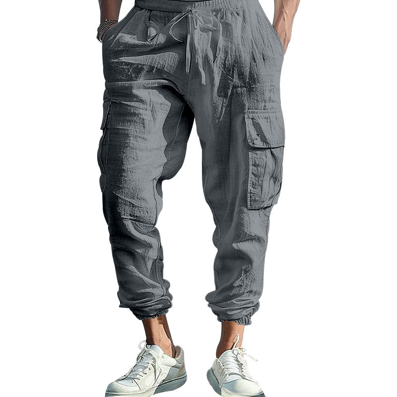 Herren luftige Cargo-Hose mit elastischem Bund und seitlichen Taschen Drune