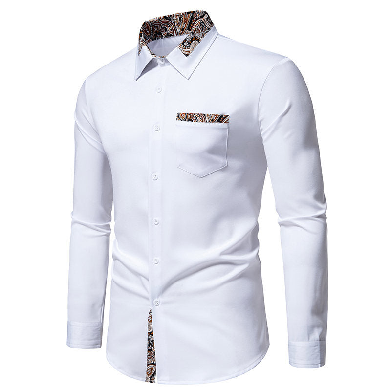 Herren klassisches Langarmhemd mit modernem Paisley-Muster Drune