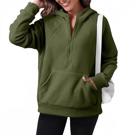 Damen Fleece Kapuzenshirt mit praktischer Kängurutasche Drune